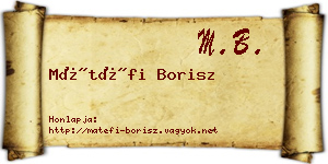 Mátéfi Borisz névjegykártya